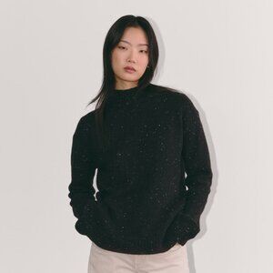 Everlane Mockneck Plush Cotton Sweater in Black Confetti